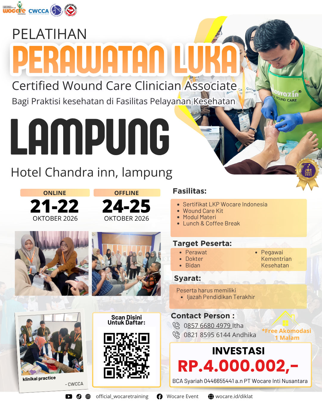 Poster diklat PELATIHAN PERAWATAN LUKA MODERN (CWCCA) LAMPUNG OKTOBER  2026