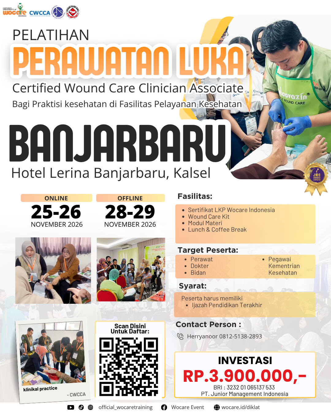 PELATIHAN PERAWATAN LUKA MODERN (CWCCA) PALANGKARAYA NOVEMBER 2026