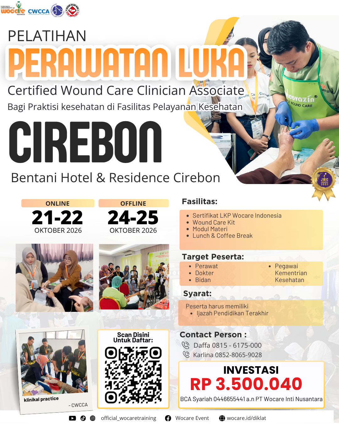 CANCEL PELATIHAN PERAWATAN LUKA MODERN (CWCCA) CIREBON SEPTEMBER2026