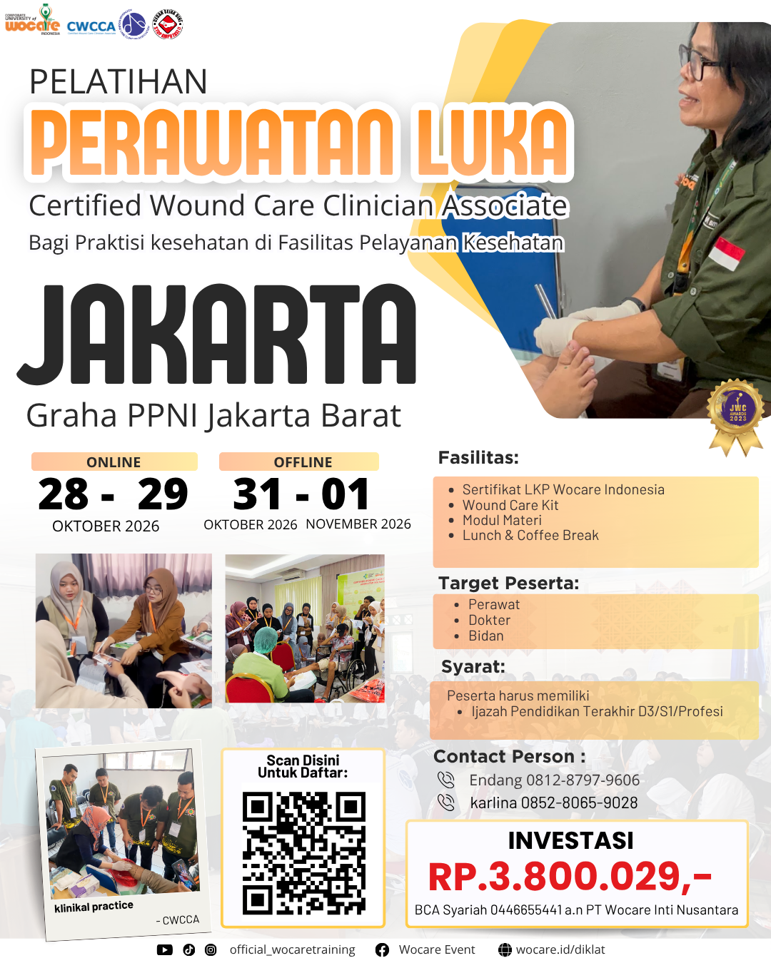 PELATIHAN PERAWATAN LUKA MODERN (CWCCA) JAKARTA OKTOBER 2026