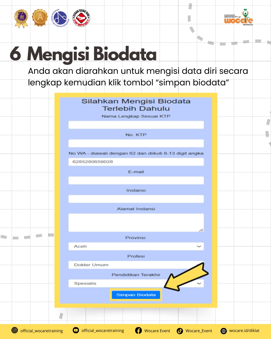 ALUR REGISTRASI PENDIDIKAN DAN PELATIHAN WOCARE
